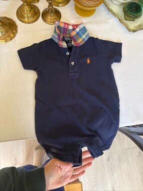 Baby Boys Ralph Lauren One-Piece Plaid Collar